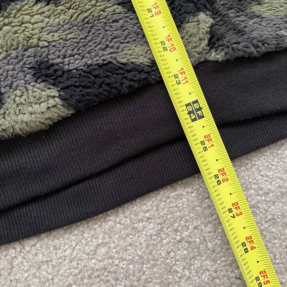 Camo Sherpa Fleece Hoodie Quarter Zip Sweatshirt XL No Boundaries - Picture 8 of 8